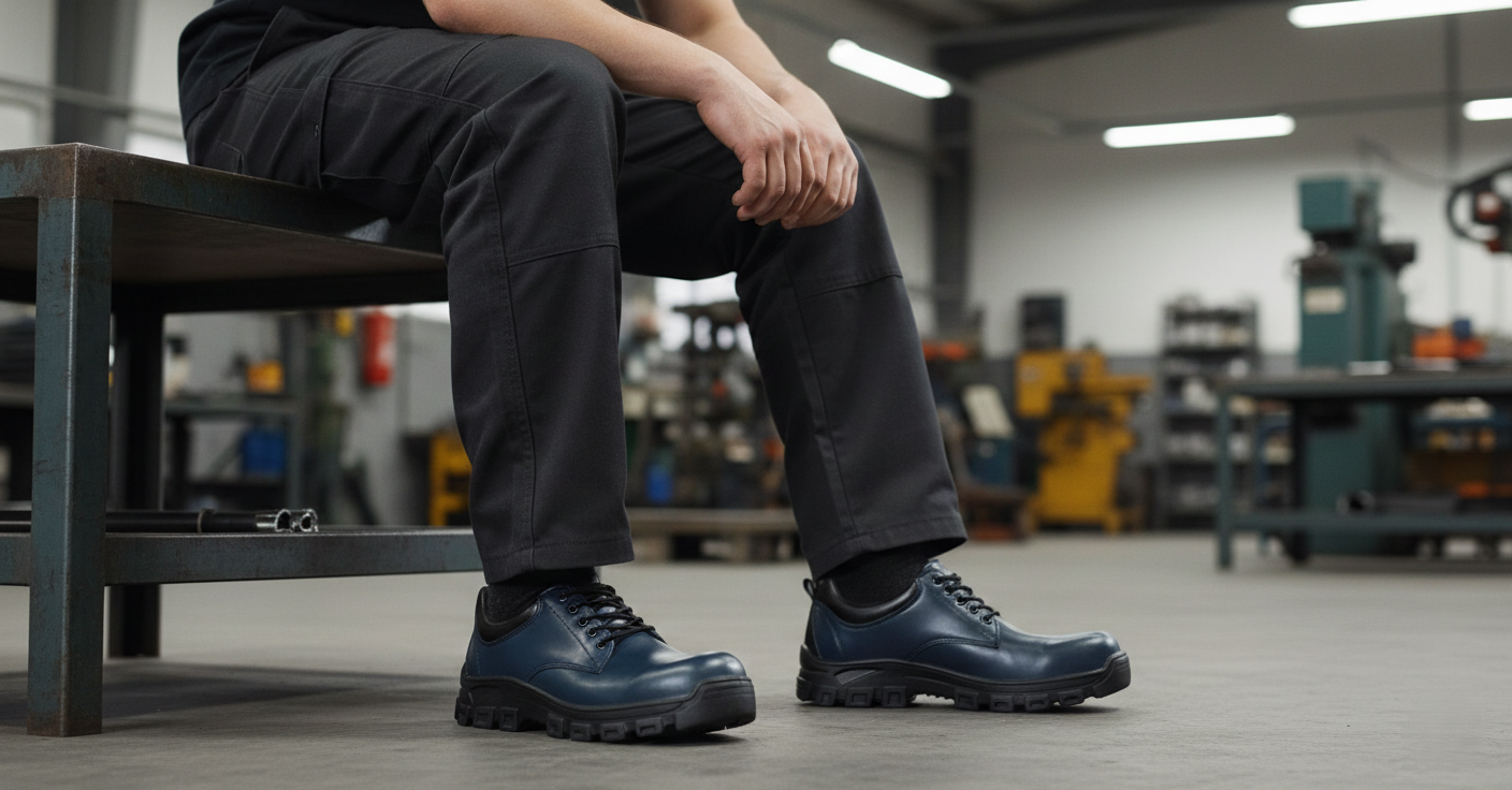 Zapato Industrial 400 Ternera Gris/Hunting Negro Suela PU - Imagen 2