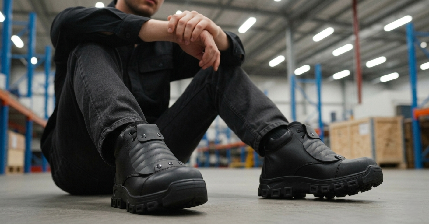 Bota Industrial 411 Ternera Negro Metatarzo Negro Suela PU - Imagen 2